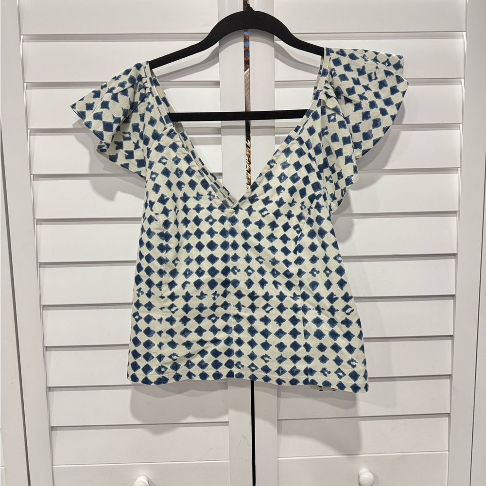 Madewell Shibori-Print V-Back Top - 12- 100% Cotton
